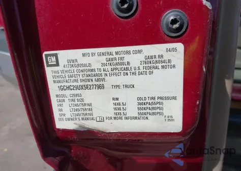 2005 Chevrolet Silverado 2500Hd Ls z USA, uszkodzony, nr VIN 1GCHC29UX5E277969